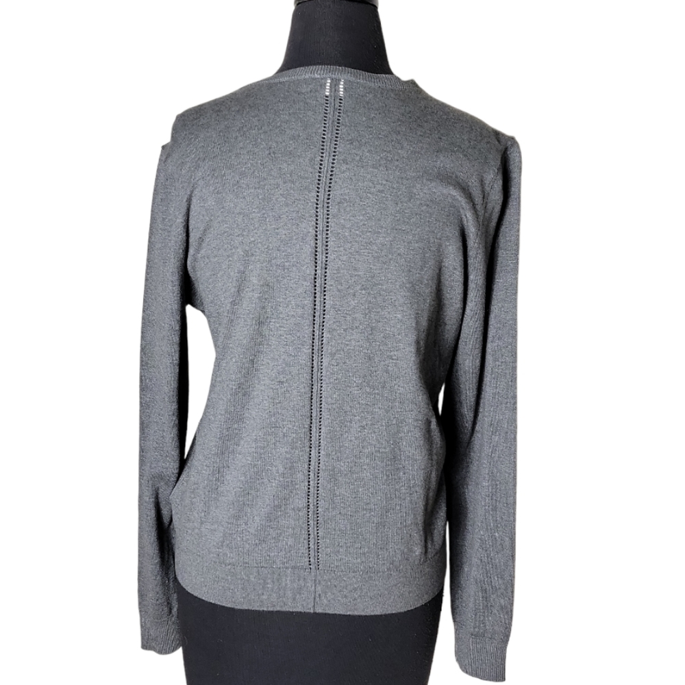 Gap Button Down Crew Neck Gray Cardigan Size Medi… - image 2